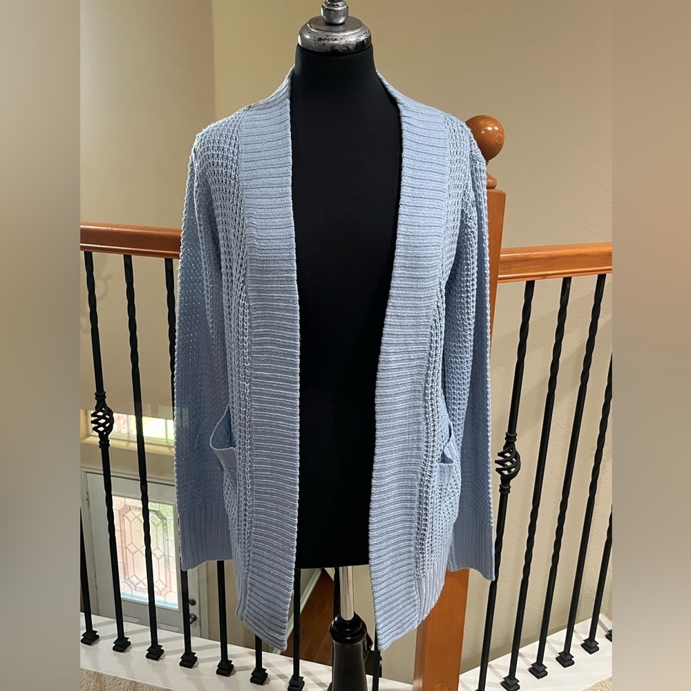 URBAN HERITAGE Light Blue Open-Front Knit Cardigan WOMEN SIZE L
